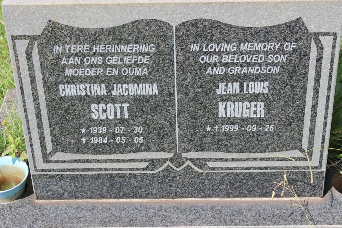 SCOTT Christina Jacomina 1939-1984 :: KRUGER Jean Louis 1999-1999