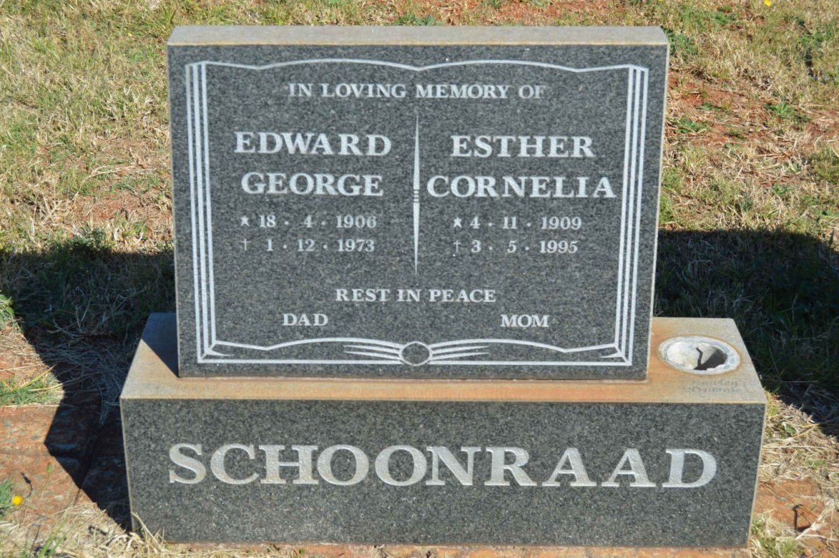 SCHOONRAAD Edward George 1906-1973 &amp; Esther Cornelia 1909-1995
