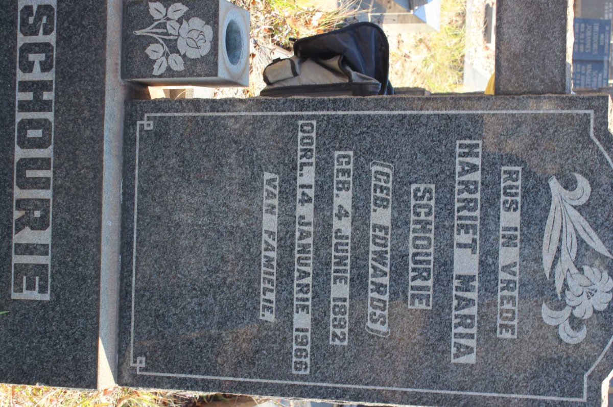 SCHOURIE Harriet Maria nee EDWARDS 1892-1966