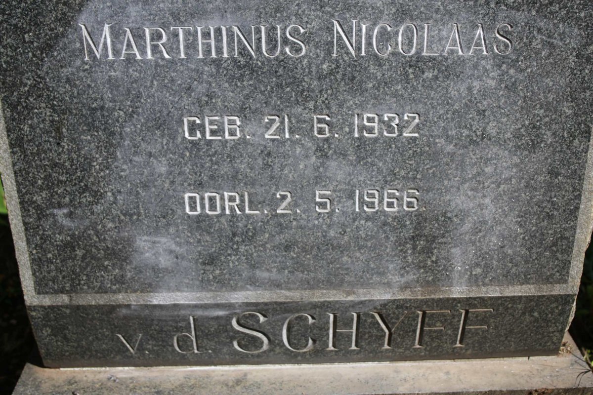 SCHYFF Marthinus Nicolaas, v.d. 1932-1966