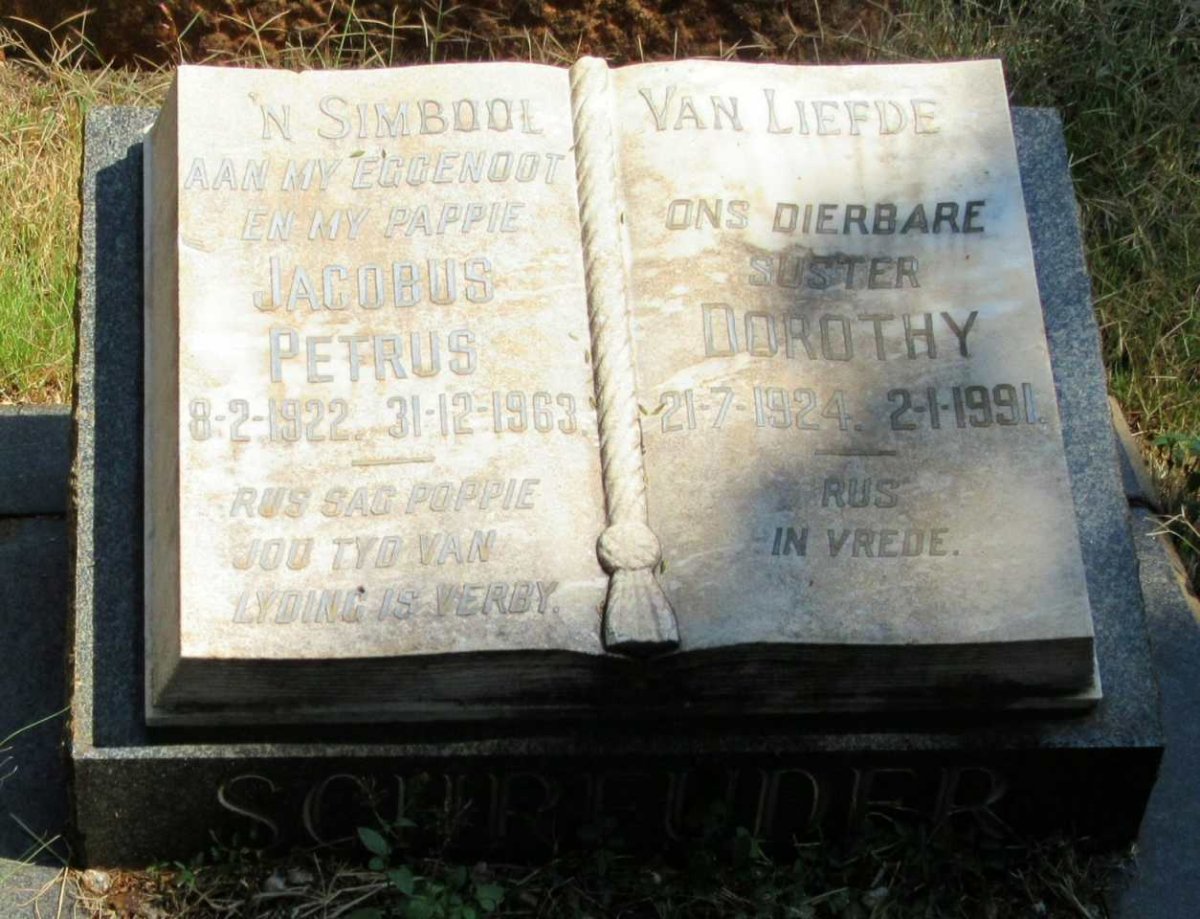 SCHREIDER Jacobus Petrus 1922-1963 :: SCHREIDER Dorothy 1924-1991