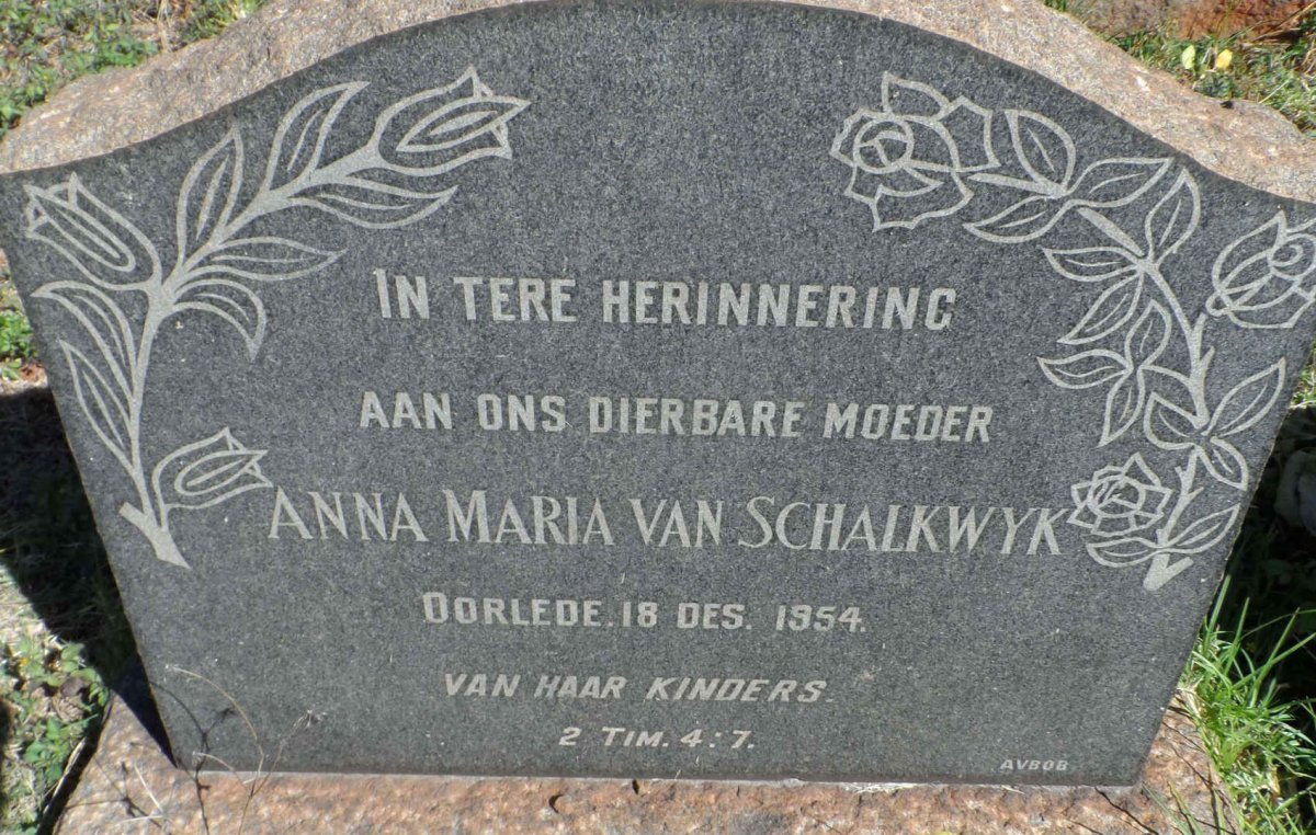 SCHALKWYK Anna Maria, van -1954