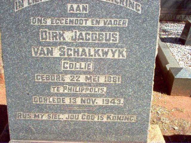 SCHALKWYK Dirk Jacobus, van 1881-1943