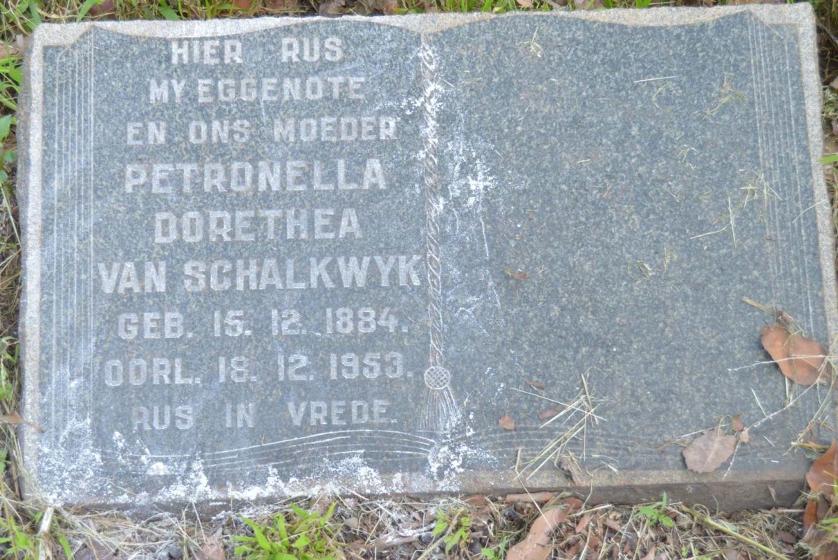 SCHALKWYK Petronella Dorethea, van 1884-1953