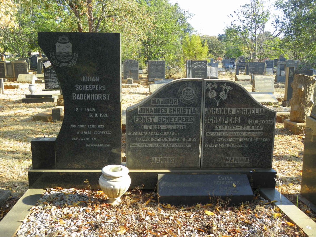 SCHEEPERS Johanne Christian Ernst 1895-1972 & Johanna Cornelia SNYMAN 1897-1948