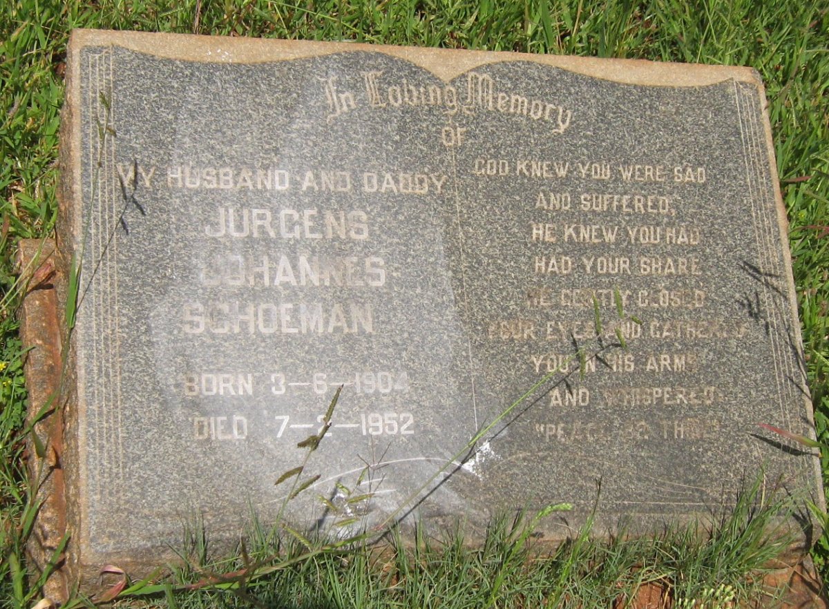 SCHOEMAN Jurgens Johannes 1904-1952