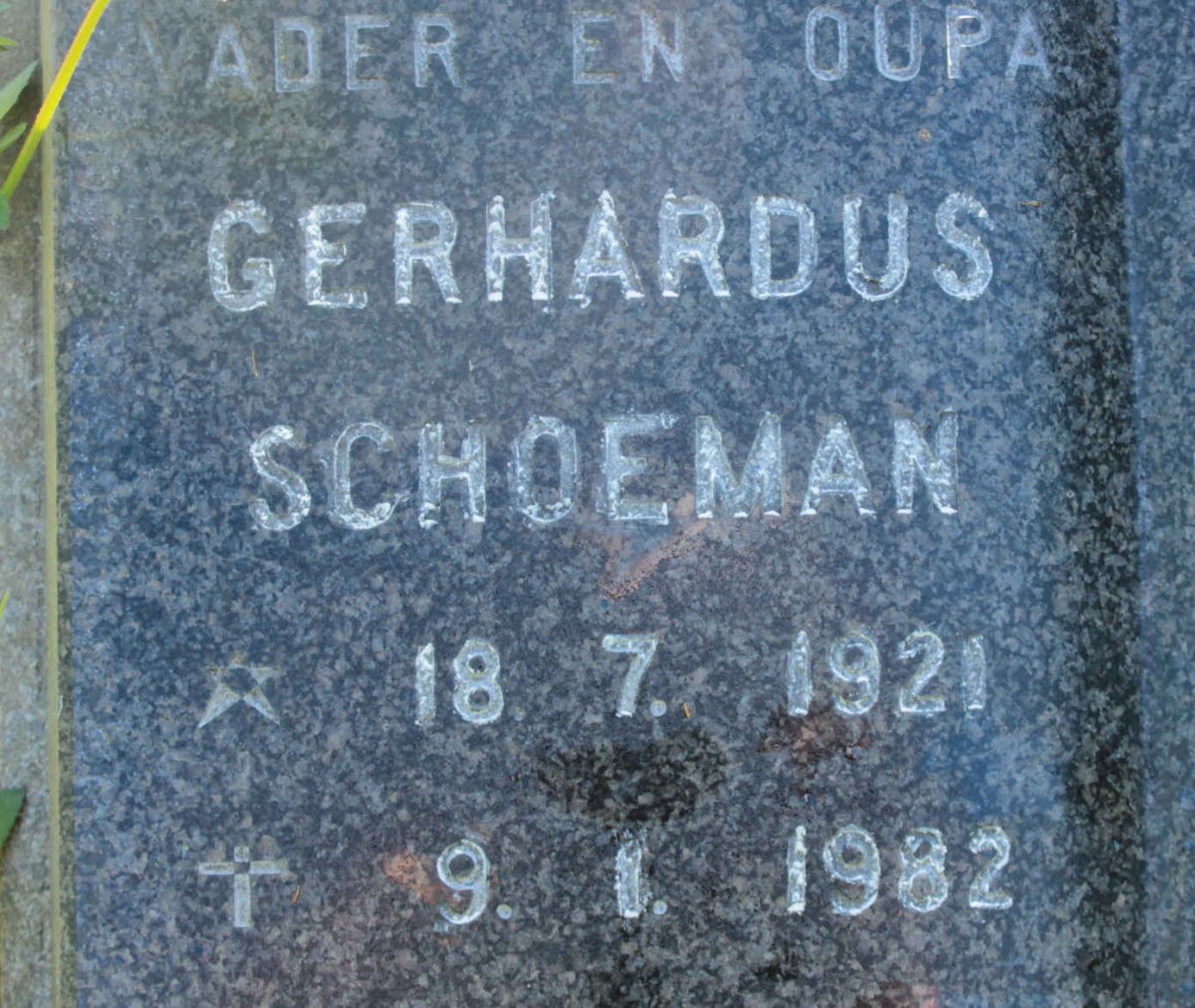 SCHOEMAN Gerhardus 1921-1982