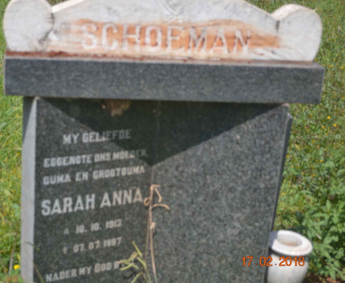 SCHOEMAN Sarah Anna 1913-1997
