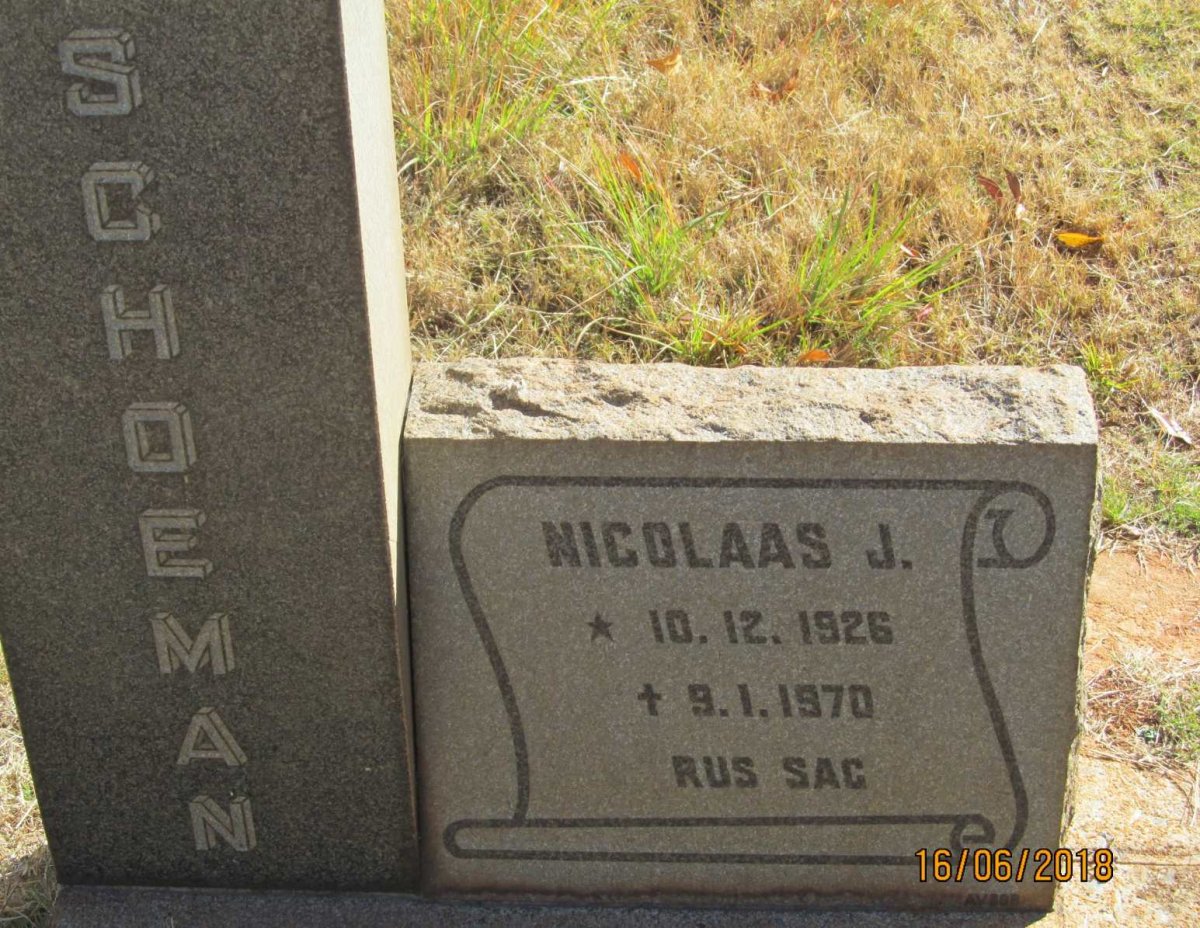 SCHOEMAN Nicolaas J. 1926-1970