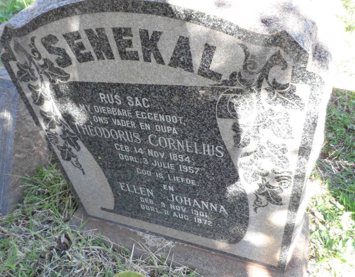SENEKAL Theodorus Cornelius 1894-1957 &amp; Ellen Johanna 1901-1972