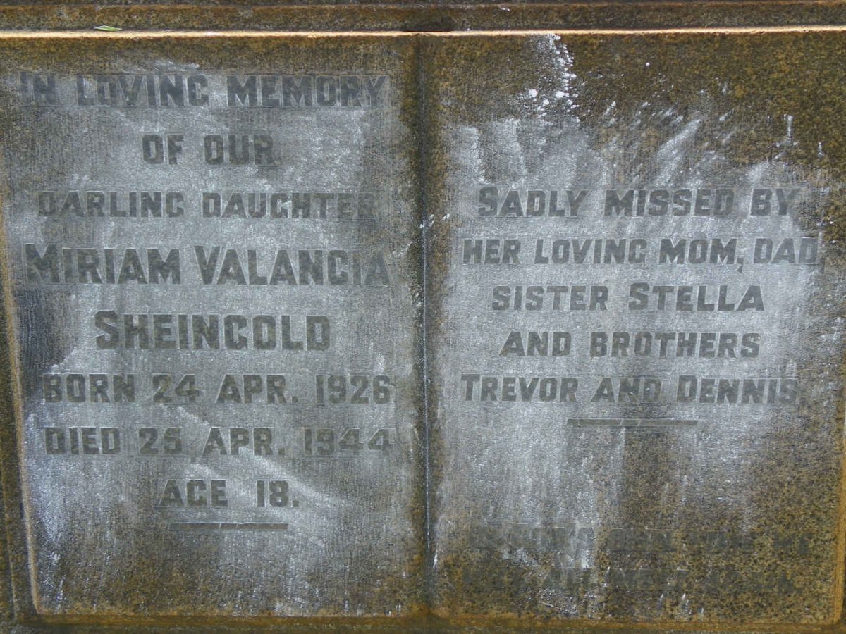 SHEINGOLD Esther 1898-1969 :: SHEINGOLD Mariam Valancia 1926-1944