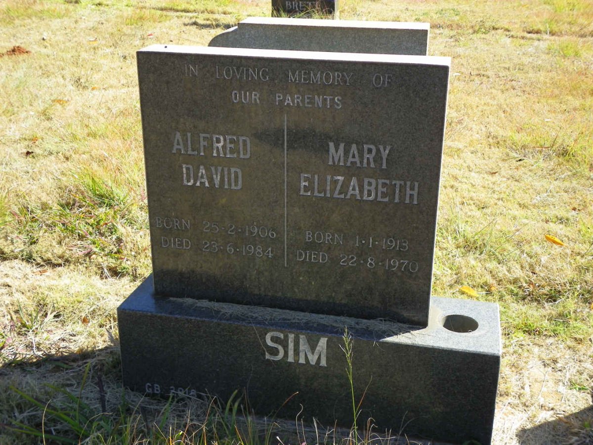 SIM Alfred David 1906-1984 &amp; Mary Elizabeth 1913-1970
