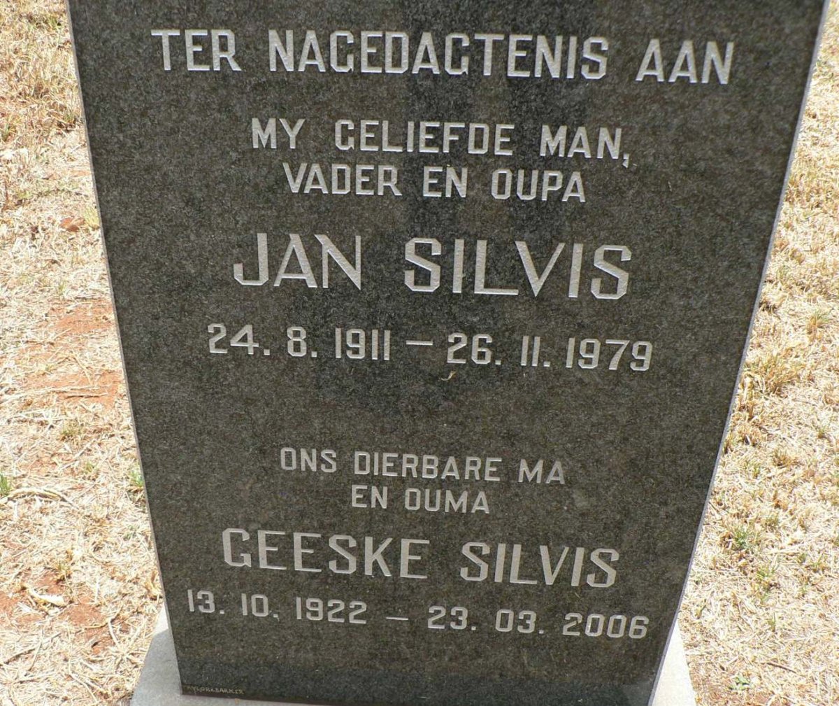 SILVIS Jan 1911-1979 &amp; Geeske 1922-2006