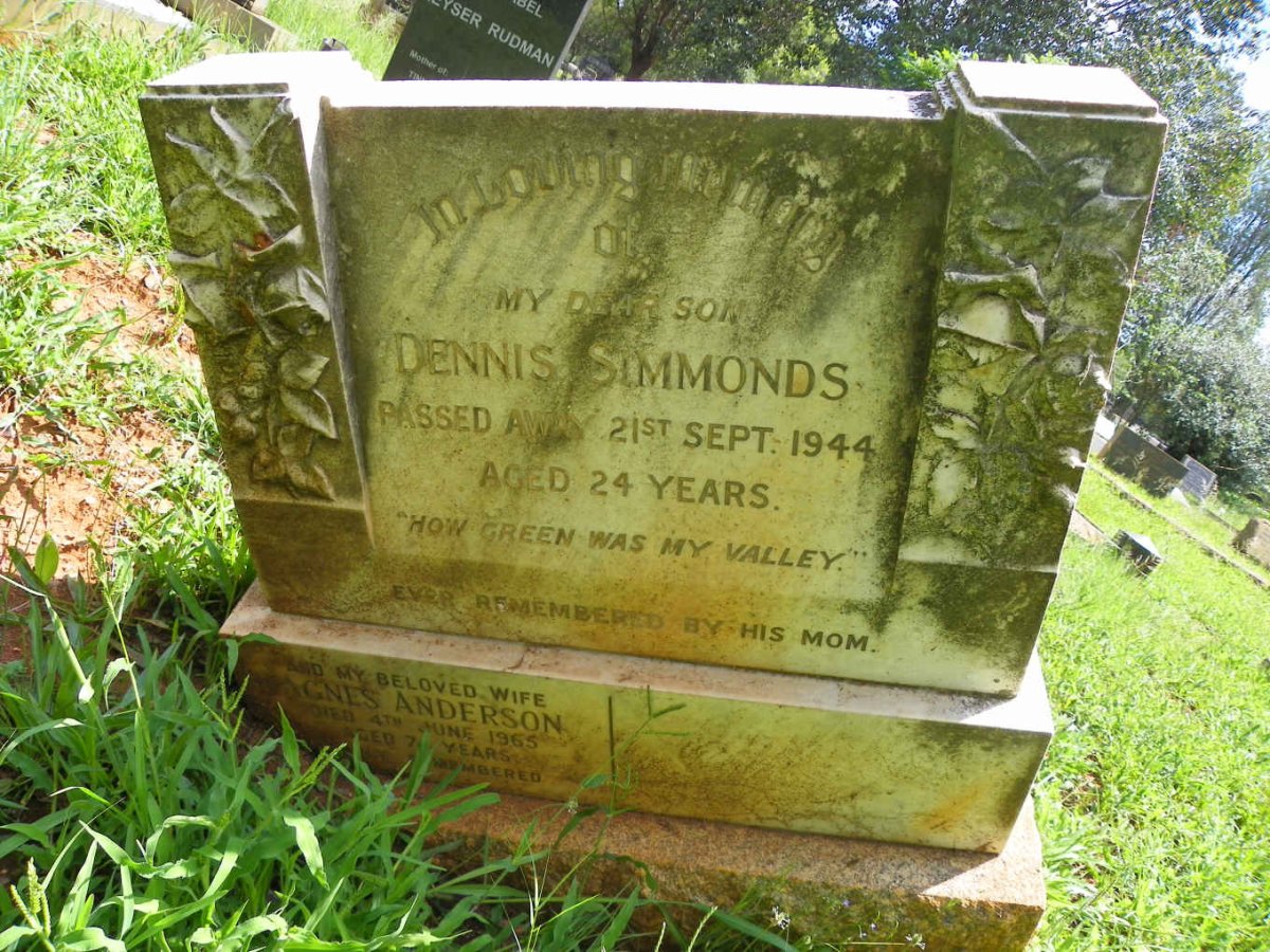 SIMMONDS Dennis -1944 :: ANDERSON Agnes -1965