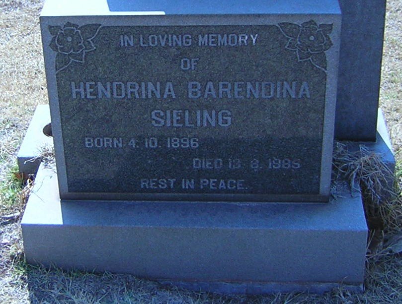 SIELING Hendrina Barendina 1896-1985