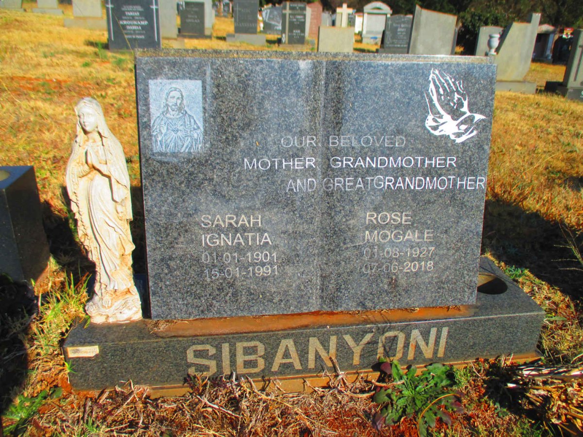 SIBANYONI Sarah Ignatia 1901-1991 :: SIBANYONI Rose Mogale 1927-2018