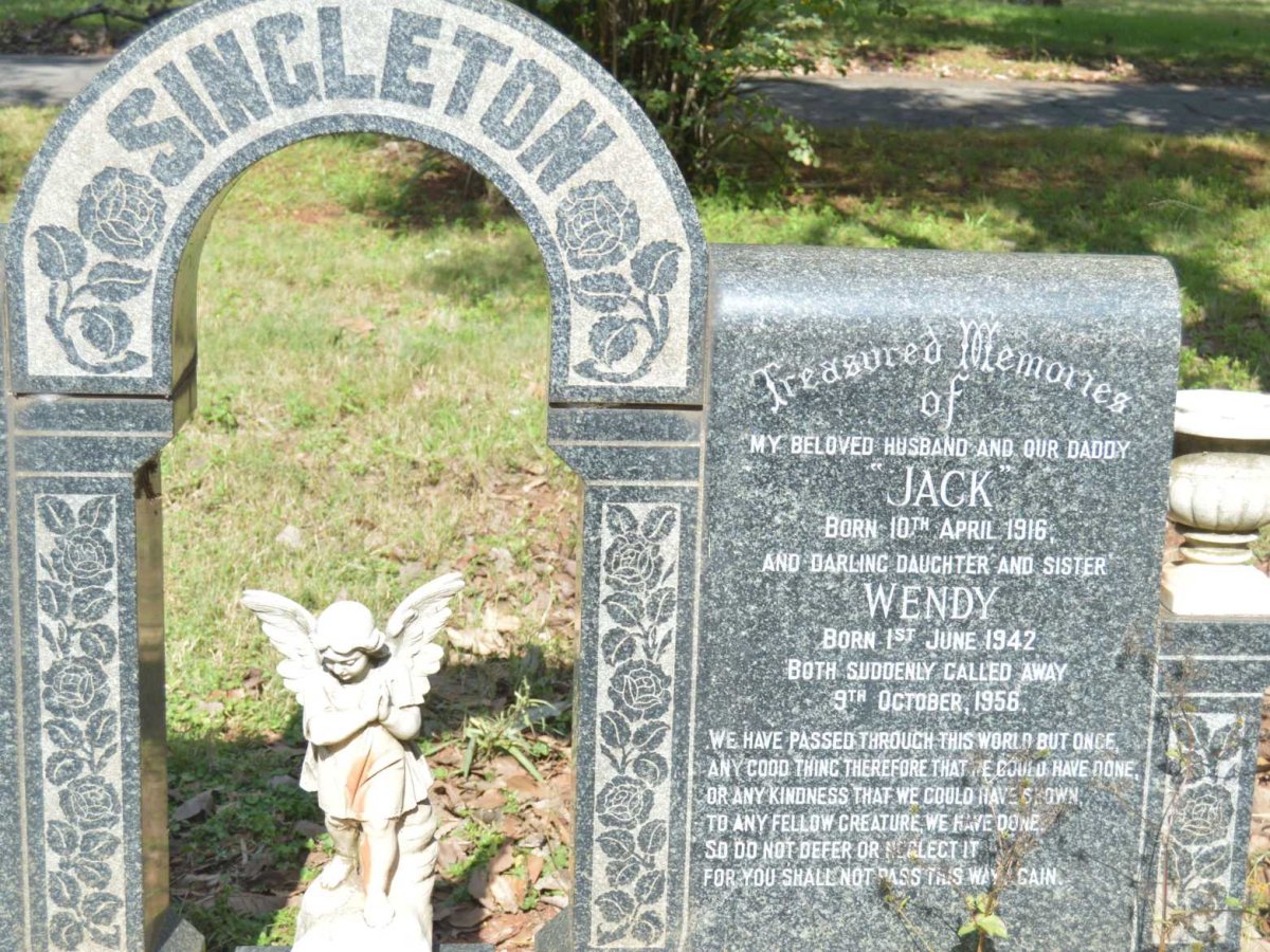 SINGLETON Jack 1916-1956 &amp; Priscilla Aquila ROHLEDER 1921-2002 :: SINGLETON Wendy 1942-1956