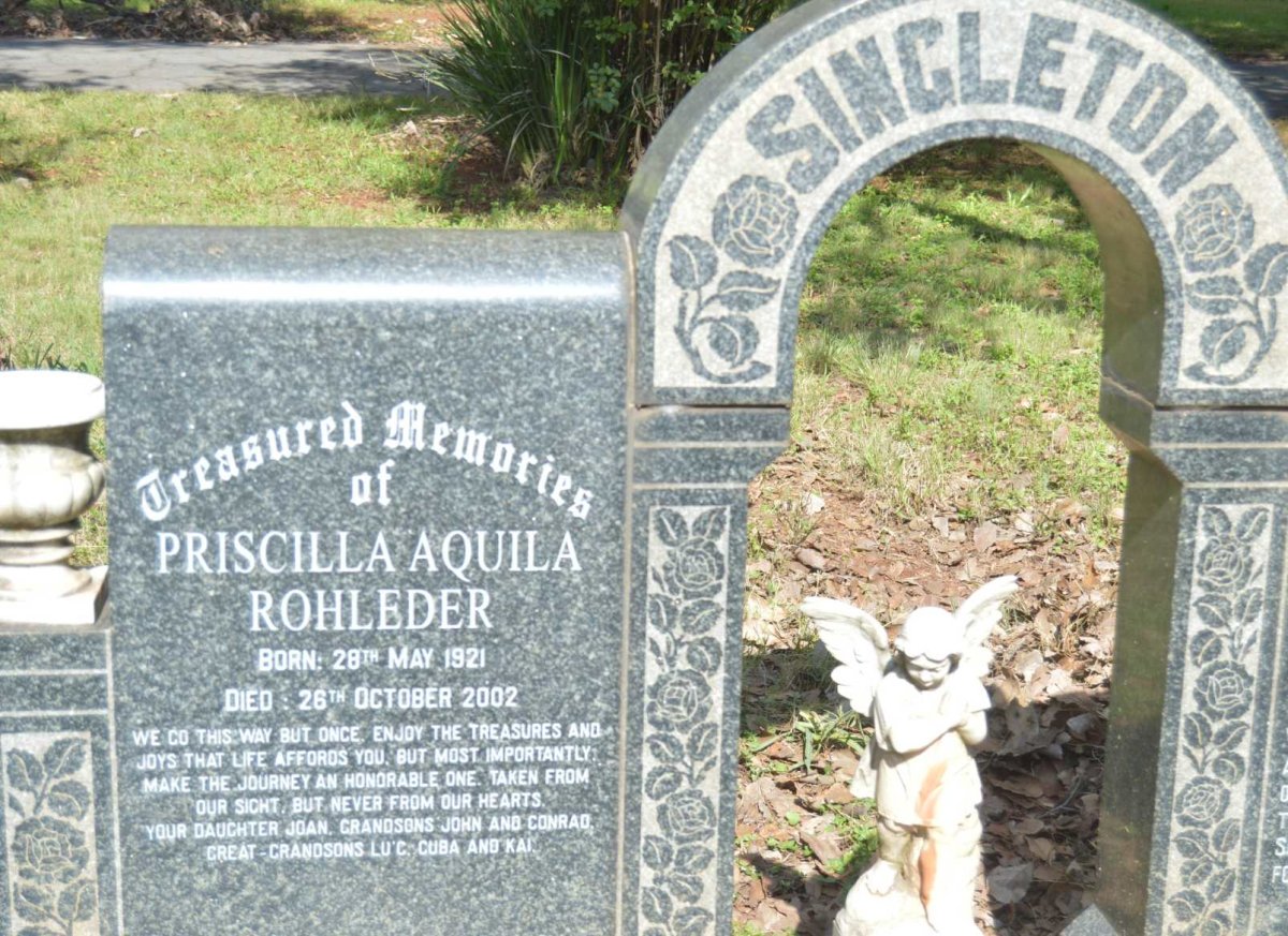 SINGLETON Jack 1916-1956 &amp; Priscilla Aquila ROHLEDER 1921-2002 :: SINGLETON Wendy 1942-1956
