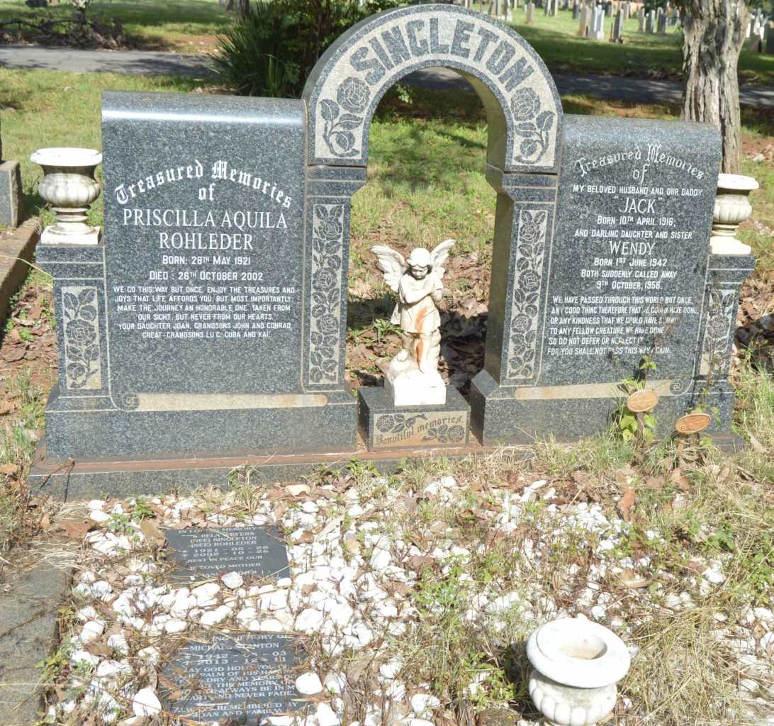 SINGLETON Jack 1916-1956 &amp; Priscilla Aquila ROHLEDER 1921-2002 :: SINGLETON Wendy 1942-1956