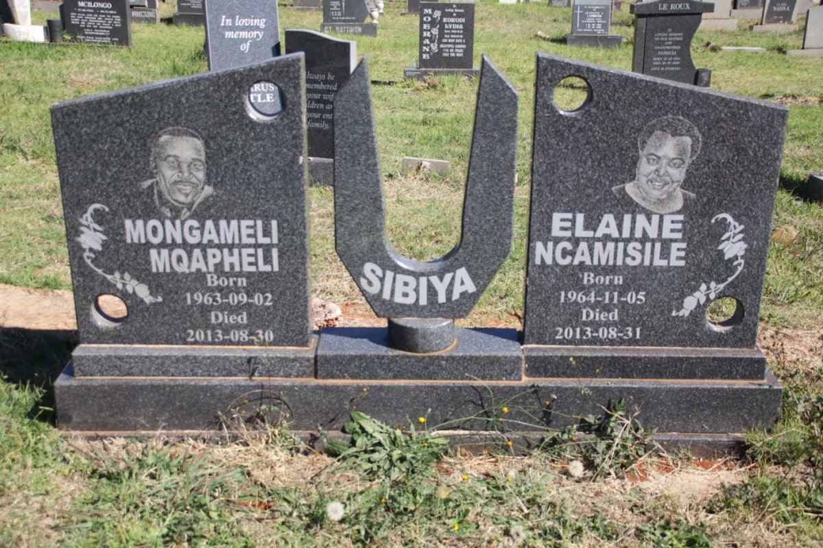 SIBIYA Mongameli Mqapheli 1963-2013 &amp; Elaine Mcamisile 1964-2013