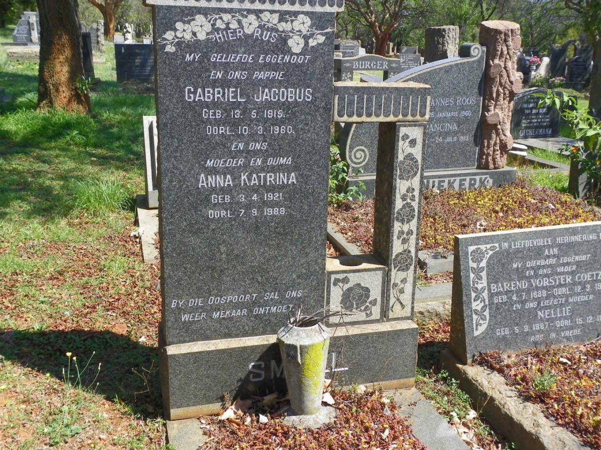 SMALL Gabriel Jacobus 1915-1960 &amp; Anna Katrina 1921-1988