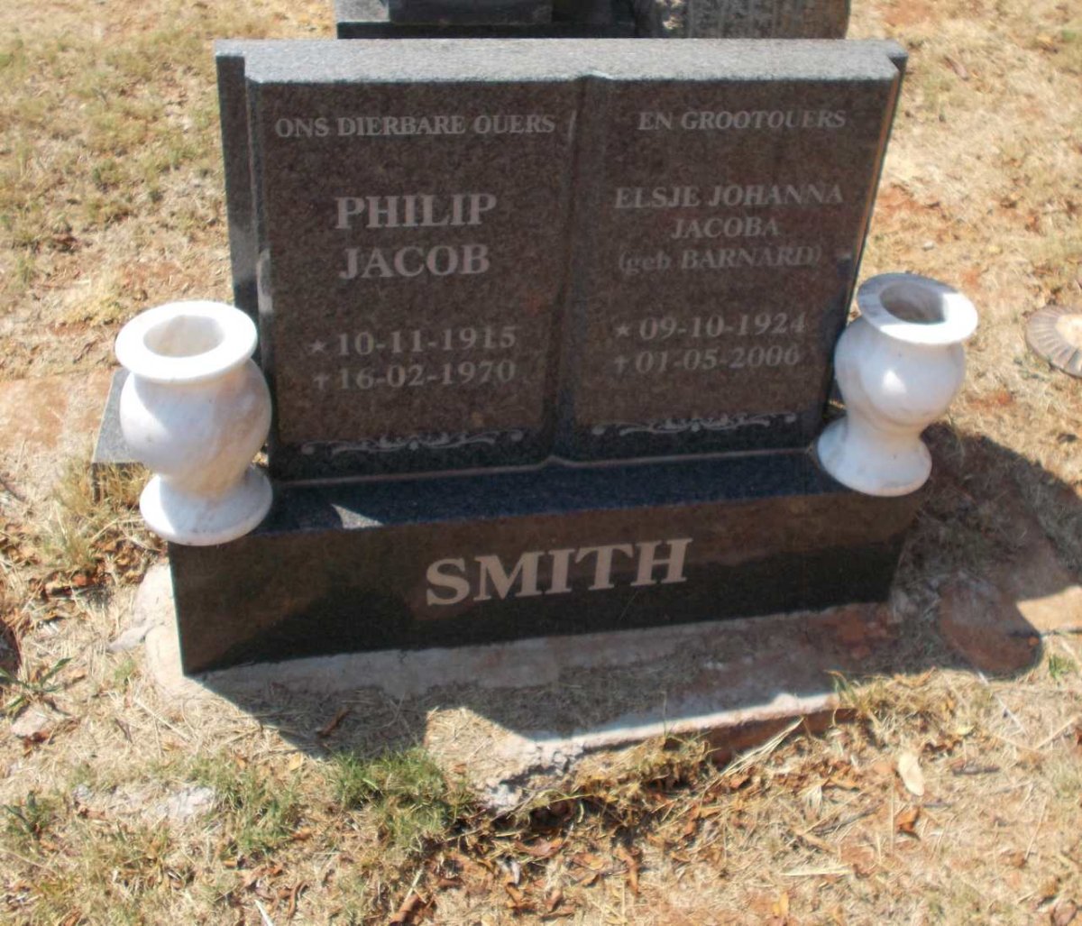 SMITH Philip Jacob 1915-1970 &amp; Elsje Johanna Jacoba BARNARD 1924-2006