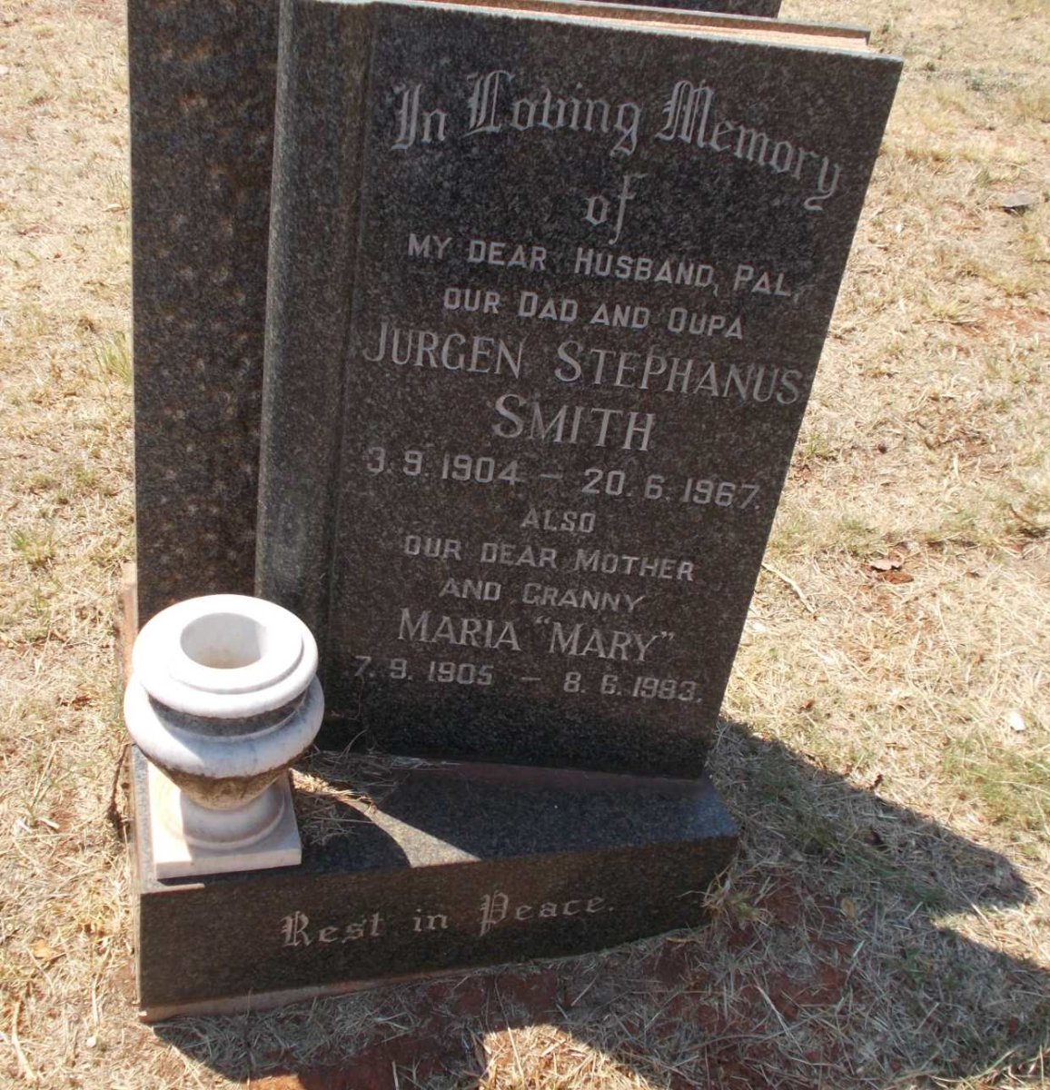 SMITH Jurgen Stephanus 1904-1967 &amp; Maria 1905-1983