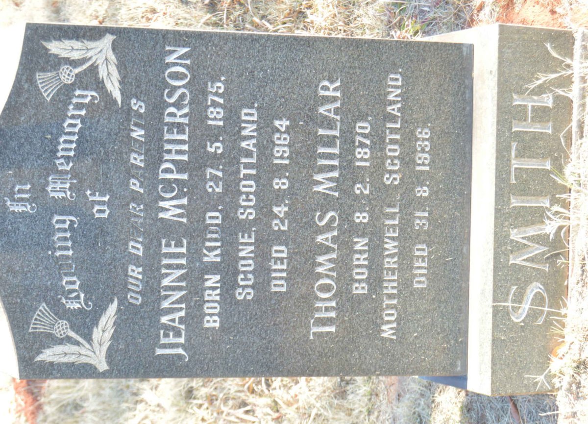 SMITH Thomas Millar 1870-1936 &amp; Jeannie McPherson KIDD 1875-1964