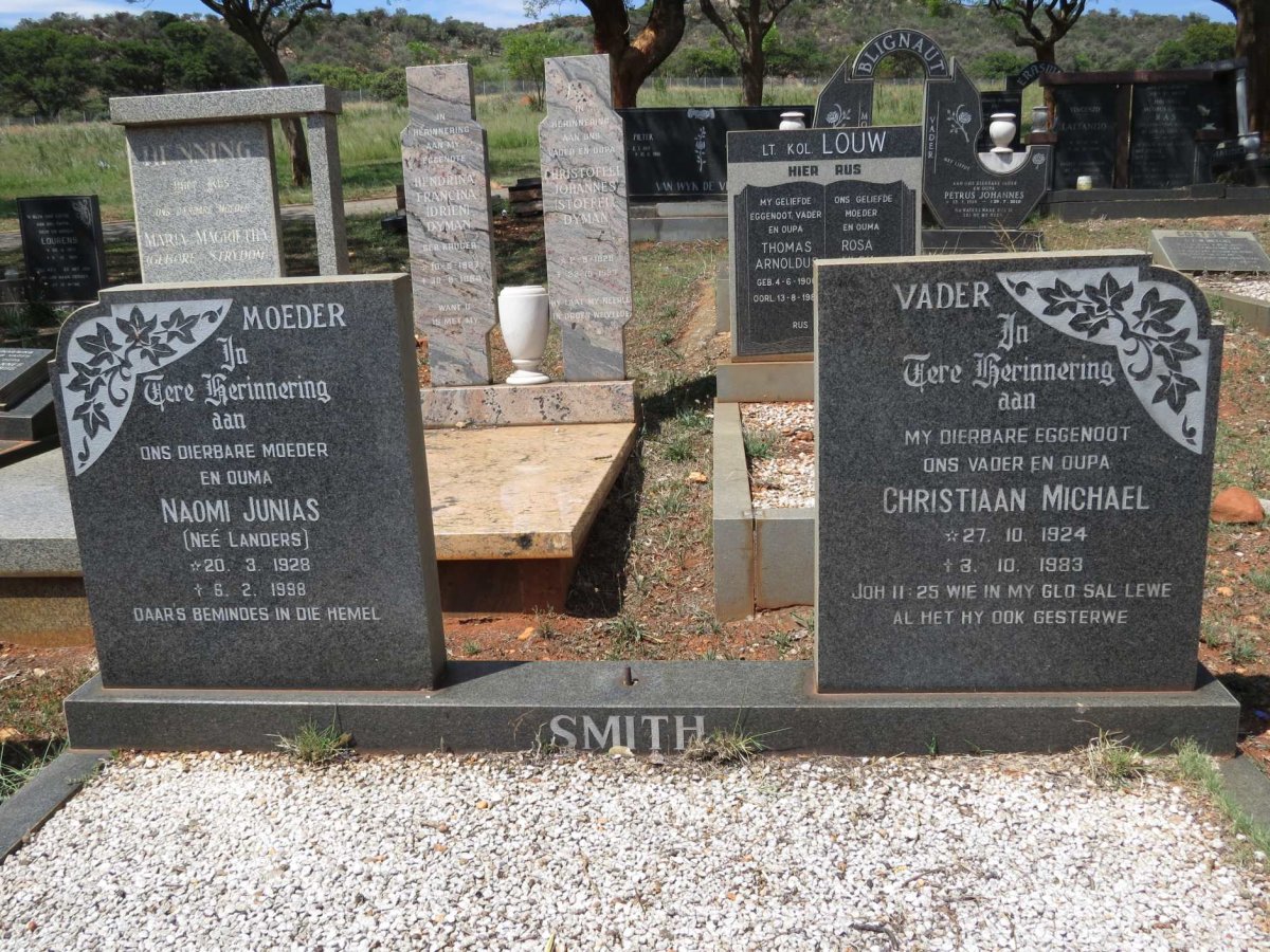 SMITH Christiaan Michael 1924-1983 &amp; Naomi Junias LANDERS 1928-1998
