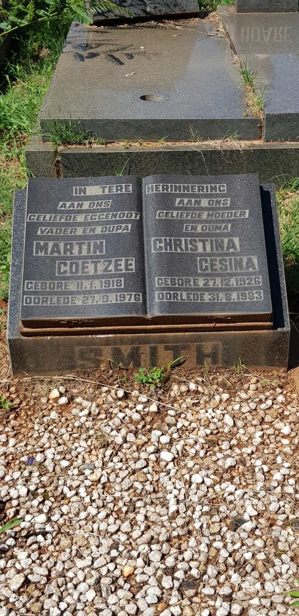 SMITH Martin Coetzee 1918-1976 &amp; Christina Gesina 1926-1983