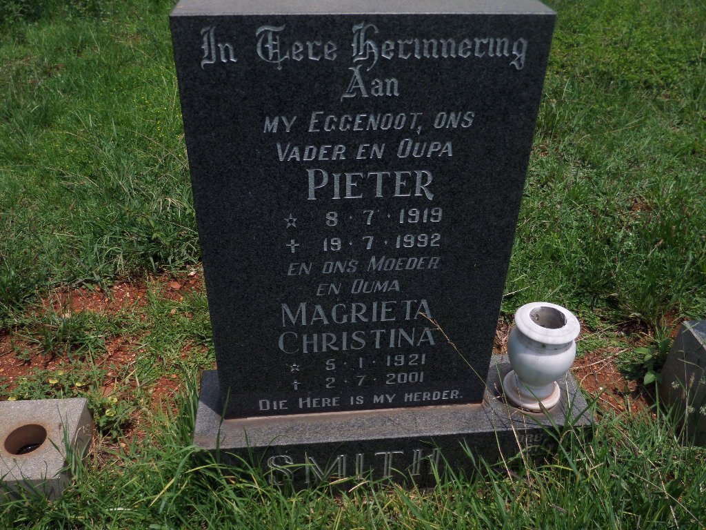 SMITH Pieter 1919-1992 &amp; Magrieta Christina 1921-2001