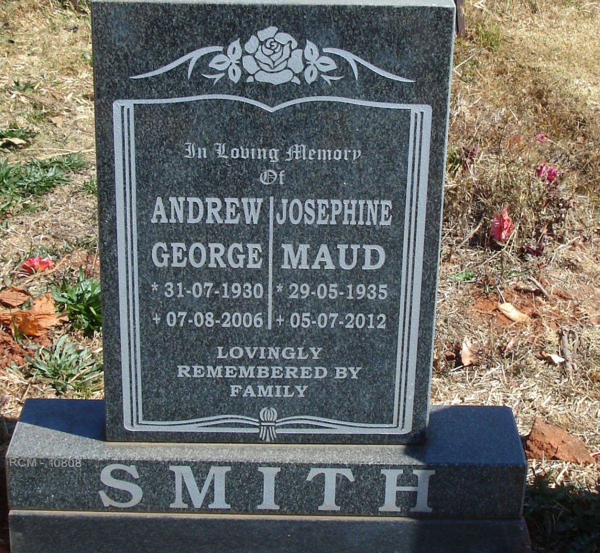 SMITH Andrew George 1930-2006 &amp; Josephine Maud 1935-2012