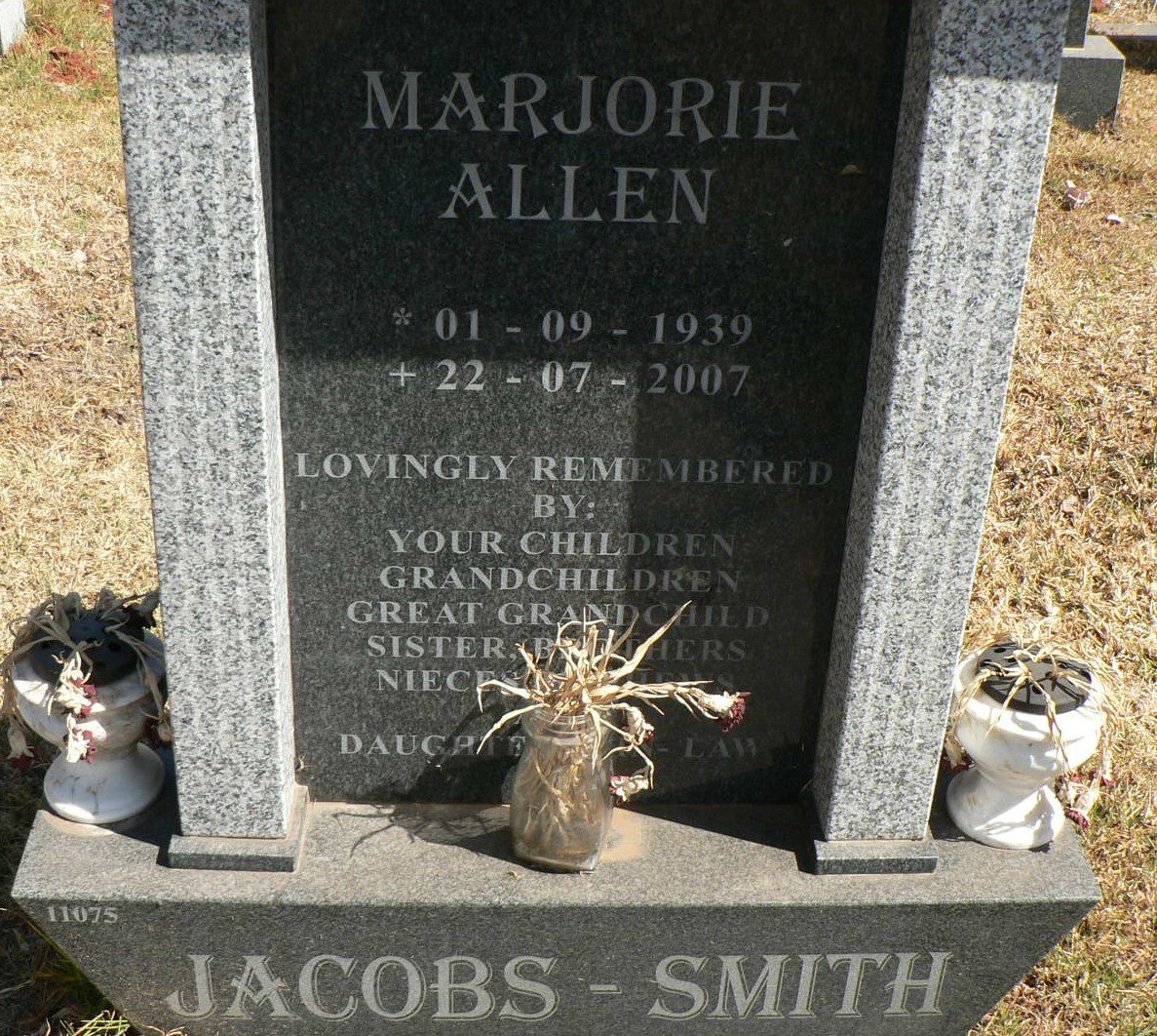 SMITH Marjorie Allen, JACOBS 1939-2007