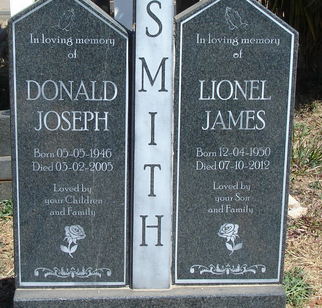 SMITH Donald Joseph 1946-2005 :: SMITH Lionel James 1950-2012
