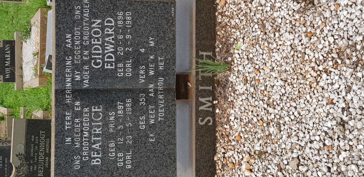 SMITH Gideon Edward 1896-1980 &amp; Beatrice PRINS 1897-1986