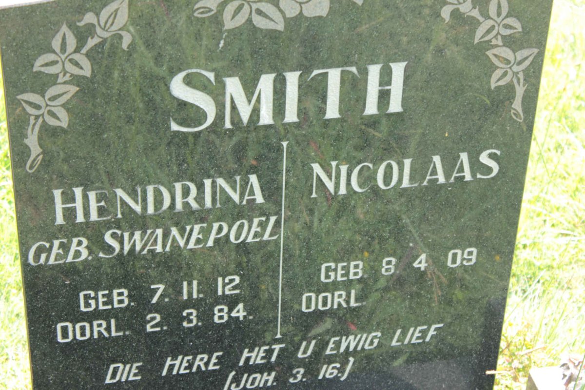 SMITH Nicolaas 1909- &amp; Hendrina SWANEPOEL 1912-1984