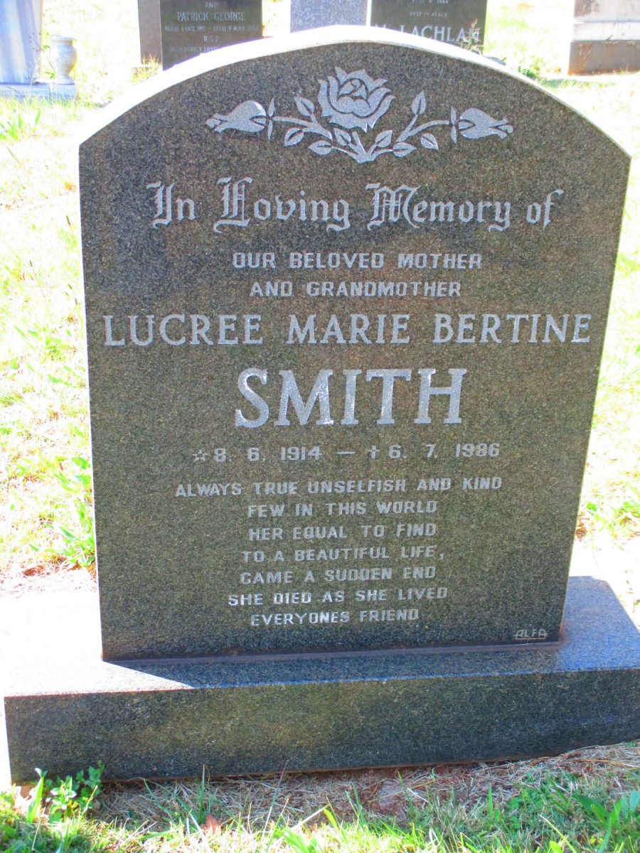 SMITH Lucree Marie Bertine 1914-1986