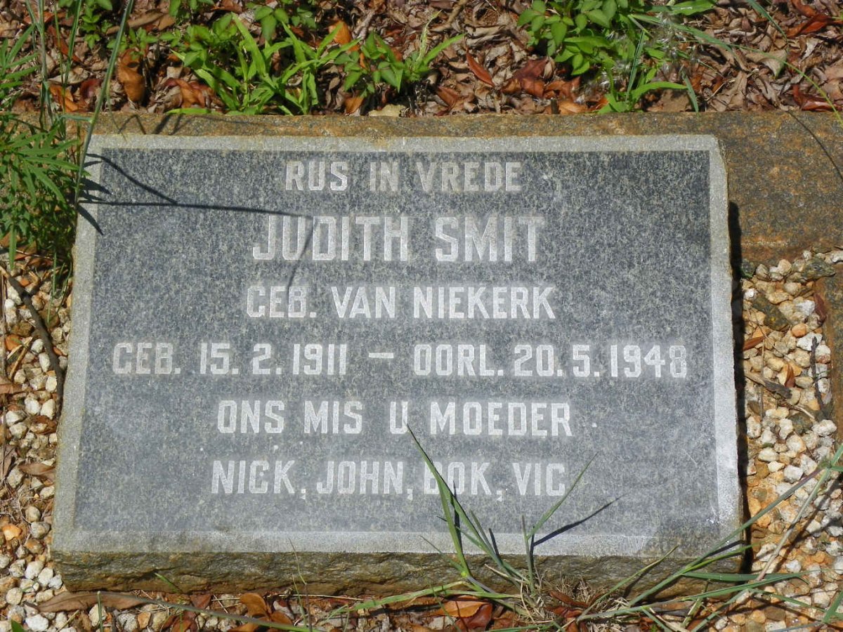 SMIT Judith nee VAN NIEKERK 1911-1948
