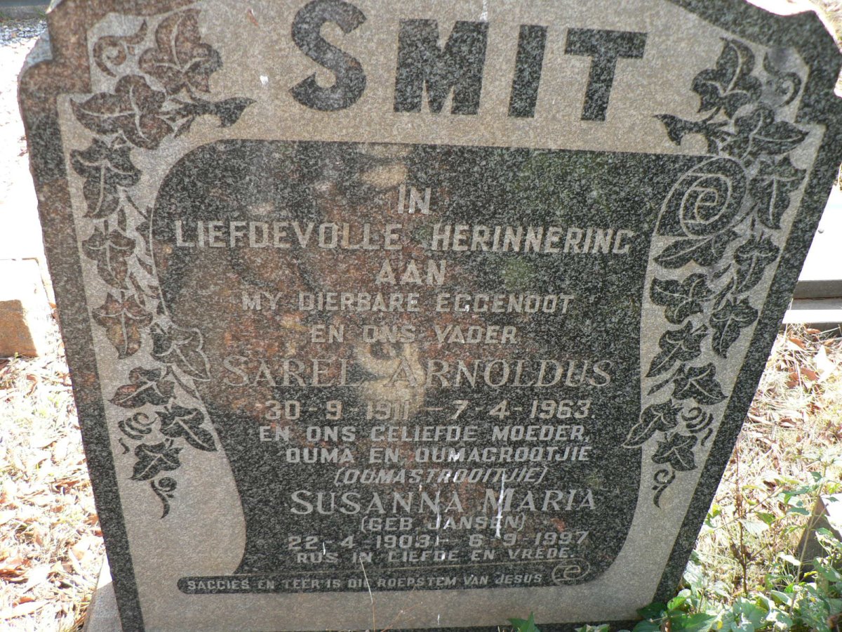 SMIT Sarel Arnoldus 1911-1963 &amp; Susanna Maria JANSEN 1903-1997