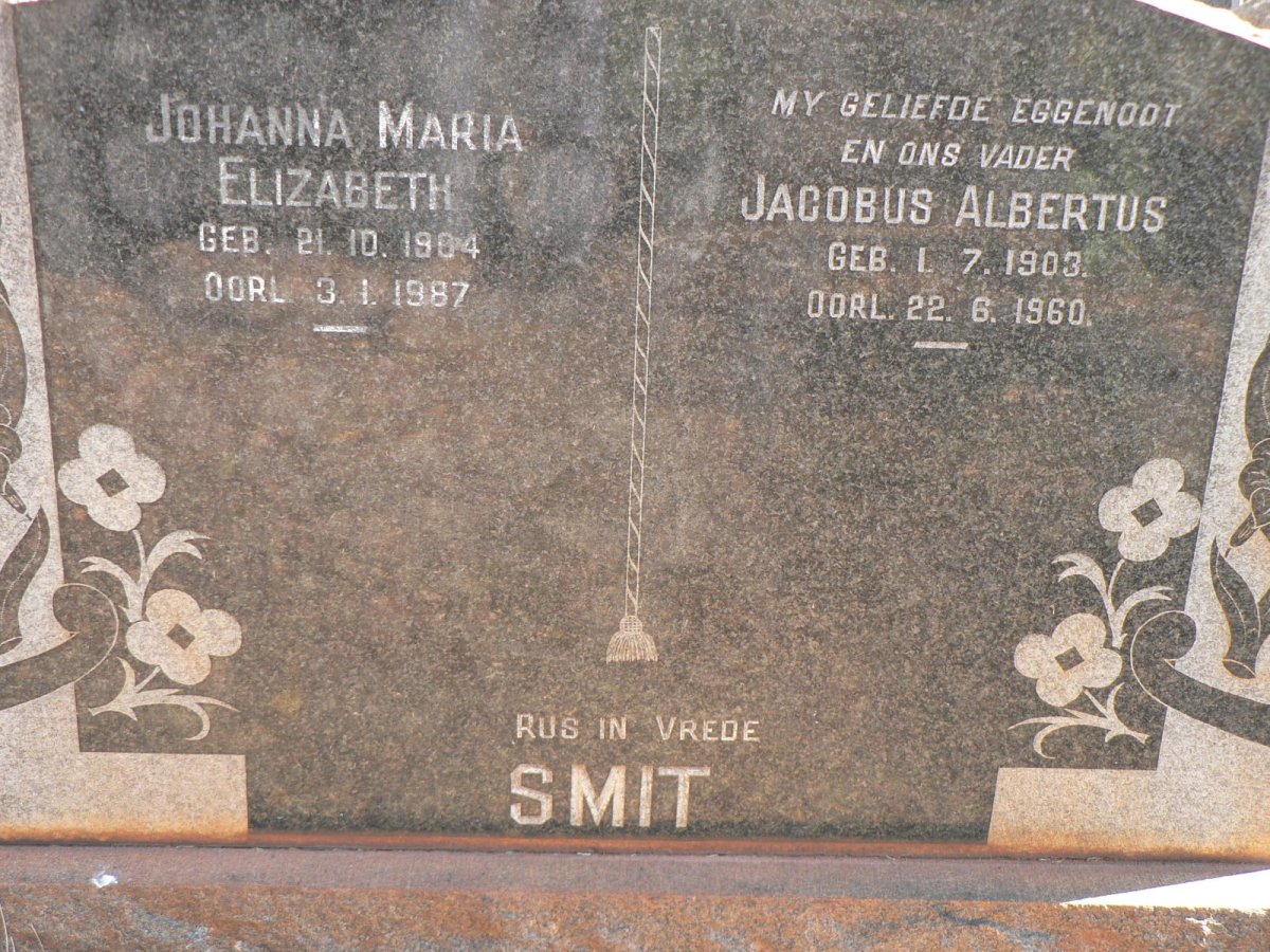 SMIT Jacobus Albertus 1903-1960 &amp; Johanna Maria Elizabeth 1904-1987