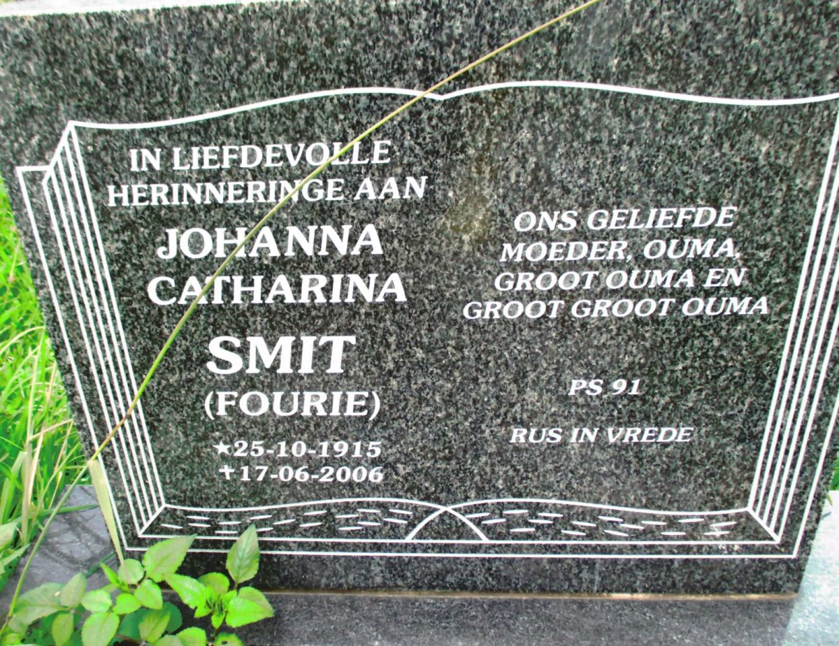 SMIT Johanna Catharina nee FOURIE 1915-2006