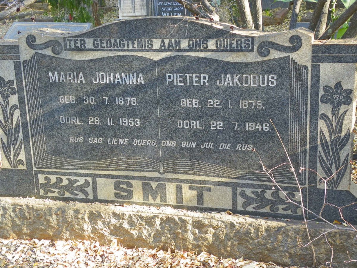 SMIT Pieter Jakobus 1879-1946 &amp; Maria Johanna 1878-1953