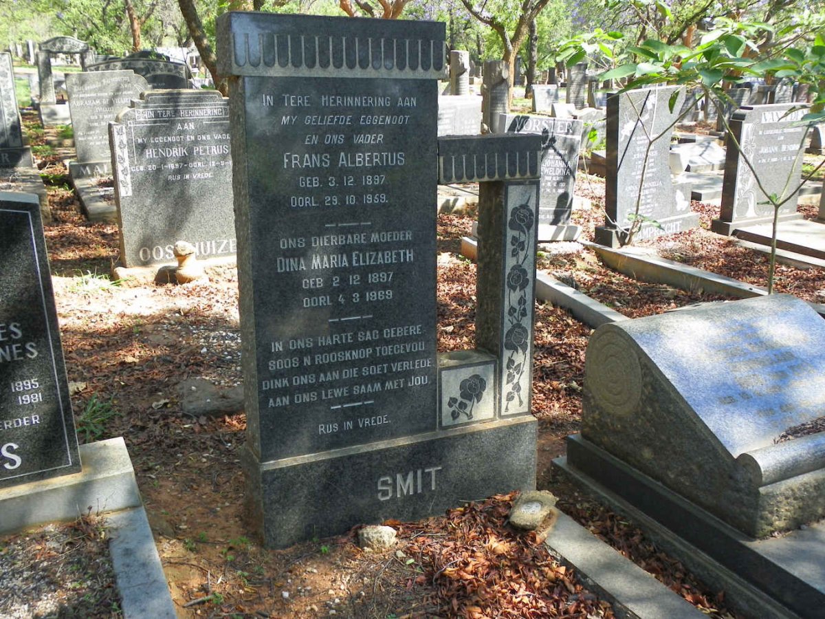 SMIT Frans Albertus 1897-1959 &amp; Dina Maria Elizabeth 1897-1969