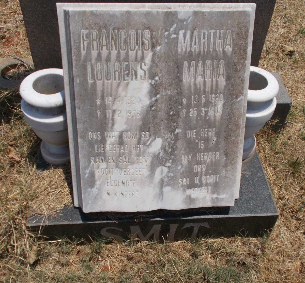SMIT Francois Lourens 1924-1976 &amp; Martha Maria 1926-1993