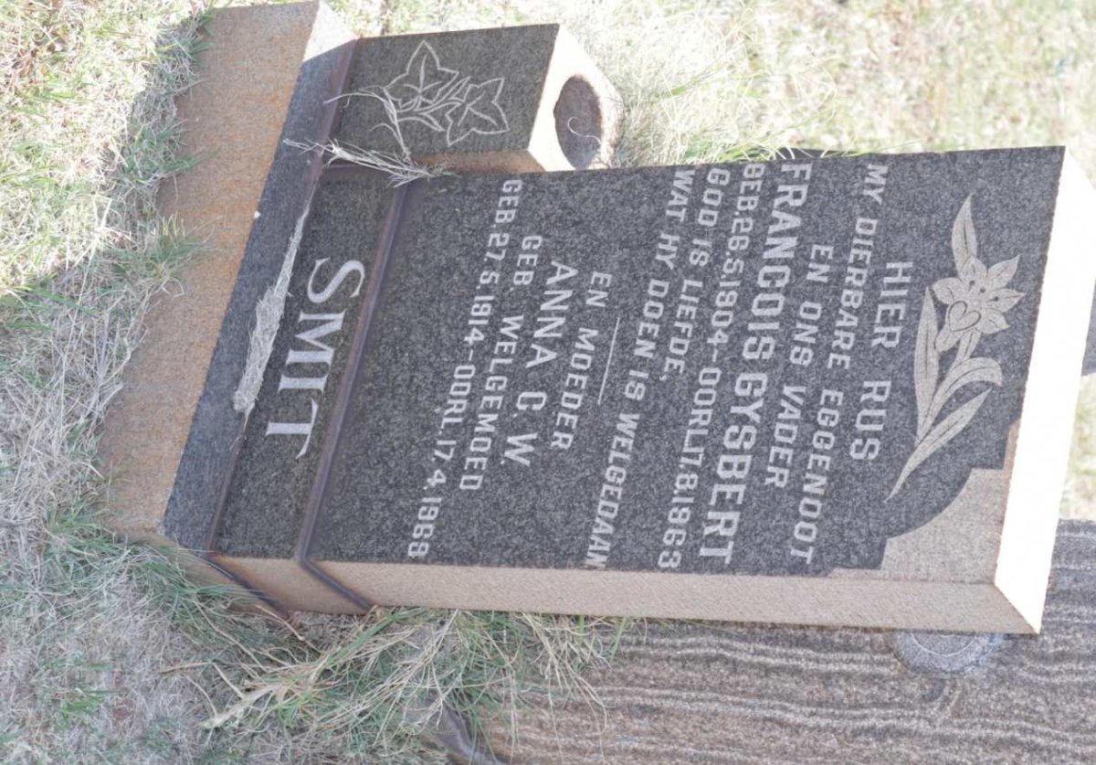 SMIT Francois Gysbert 1904-1963 &amp; Anna C.W. WELGEMOED 1914-1968