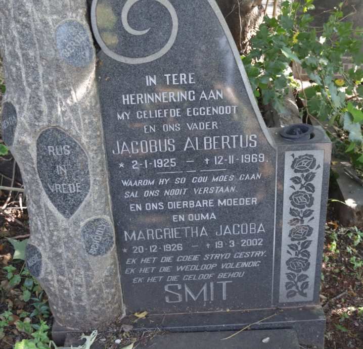 SMIT Jacobus Albertus 1925-1969 &amp; Margrietha Jacoba 1926-2002
