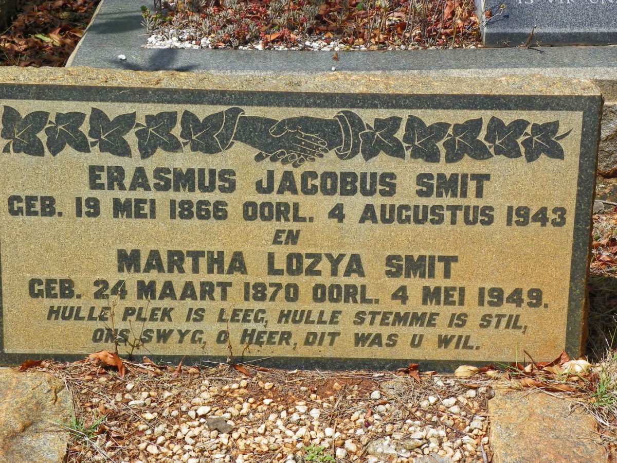 SMIT Erasmus Jacobus 1866-1943 &amp; Martha Lozya 1870-1949