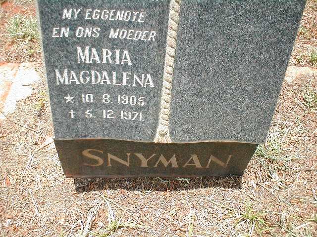 SNYMAN Maria Magdalena 1905-1971