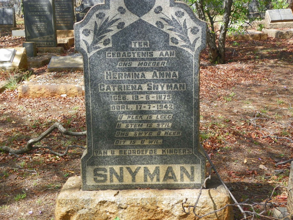 SNYMAN Hermina Anna Catriena 1875-1942