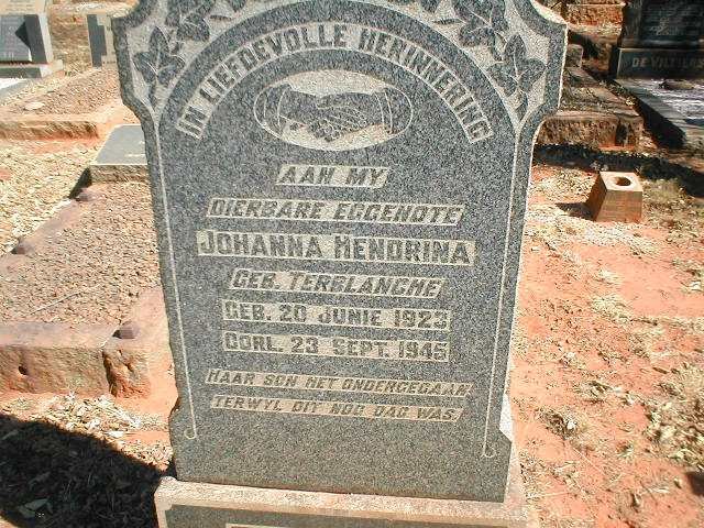 SNYMAN Johanna Hendrina nee TERBLANCHE 1923-1945
